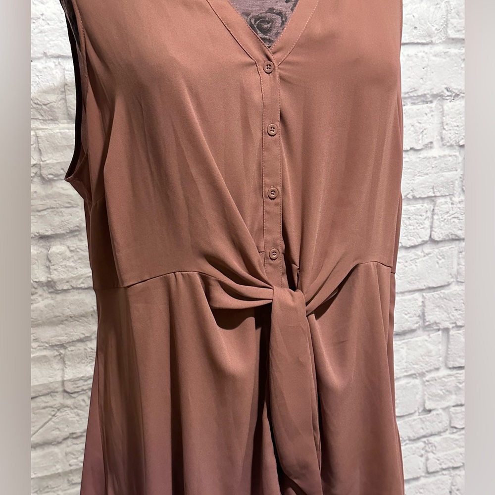 Torrid peplum georgette button front/tie front blouse mauve - Picture 4 of 5